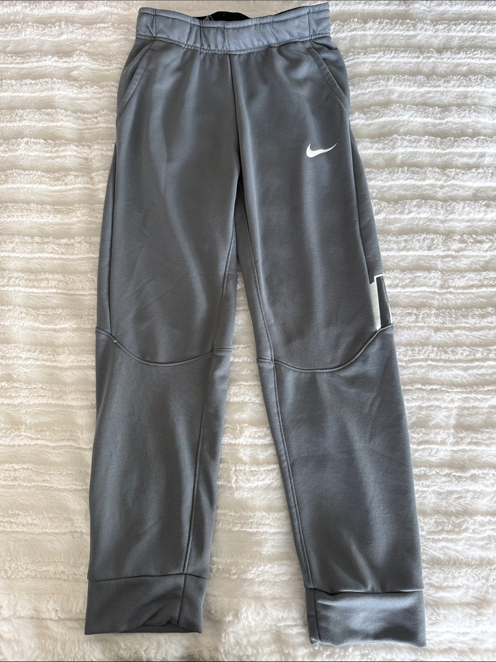 Nike Youth Gray Athletic Joggers with White Swoosh